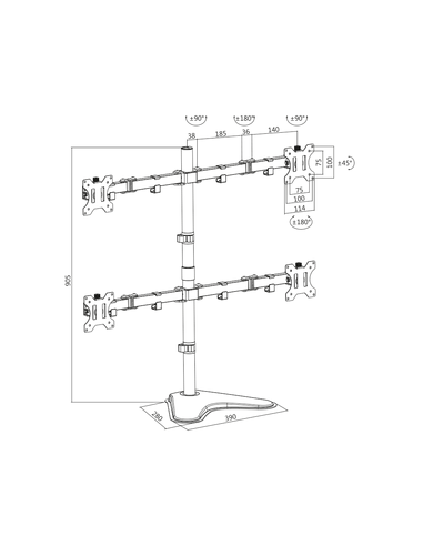
Soporte de mesa para 4 Monitores de hasta 32 pulgadas Logilink