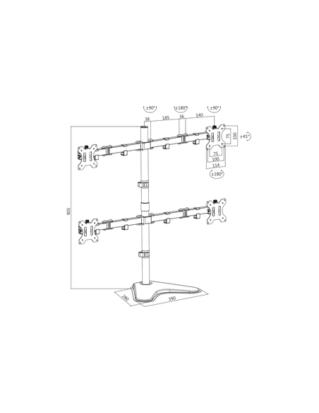 
Soporte de mesa para 4 Monitores de hasta 32 pulgadas Logilink