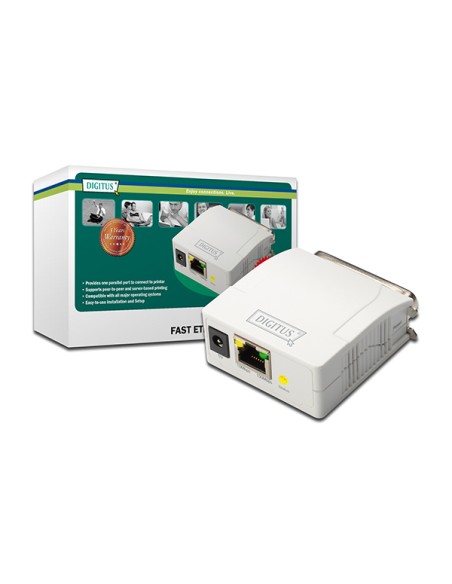 
DN-13001-1 DIGITUS - Servidor de impresora Fast Ethernet paralelo de Digitus. Convierte fácilmente una impresora local en una
