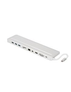 
Docking USB-C a HDMI,VGA,MnDP,LAN Gigabit,3xUSB,PD,Aud,SD