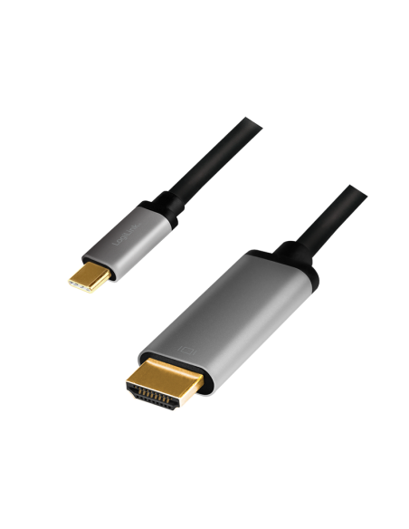 
CUA0101 LOGILINK - Cable USB C Macho a HDMI Macho  1.80m 4K/60Hz 18 Gbit/s Logilink Cable Negro Conectores Alumnio