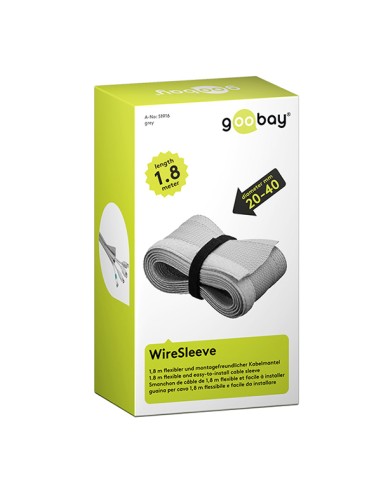 
51918 GOOBAY - Cubre cables 20-40 mm con Velcro Blanco, 1,8 m Funda trenzada textil Goobay