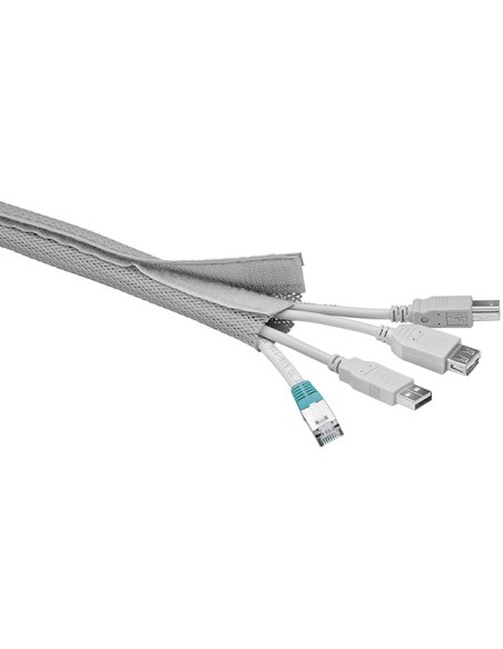 
51918 GOOBAY - Cubre cables 20-40 mm con Velcro Blanco, 1,8 m Funda trenzada textil Goobay