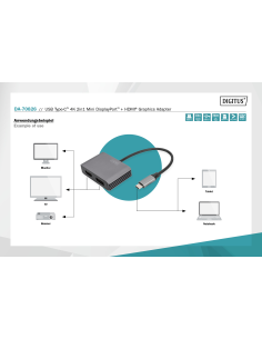 
DA-70826 DIGITUS - Adaptador USB C a DisplayPort Hembra y HDMI Hembra 0.20 metros  Digitus