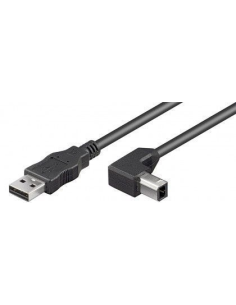 
Cable USB  0.5m USB 2.0 A-M B-M 90º Negro Doble Malla