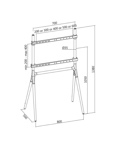 
BP0078 LOGILINK - Soporte de TV con patas de madera de nogal, 49-70 pulgadas LogiLink