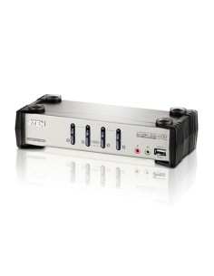 
ATEN CS1734BConmutador KVM de tipo USB - PS/2 de 4 puertos con interfaz VGA, transmisión del sonido y concentrador USB 2.0 (c