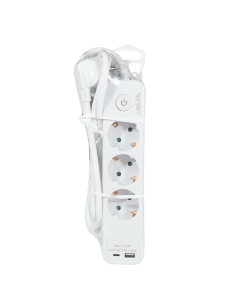 
LPS279U  Regleta de  3 tomas  + 2 USB, 1x USB-A, 1x USB-C, 1.5 m, Blanco Logilink