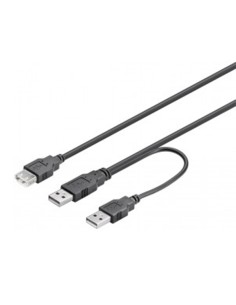 Cable USB 2.0 Doble Alimentacion 2* A Macho + 1 A Hembra
