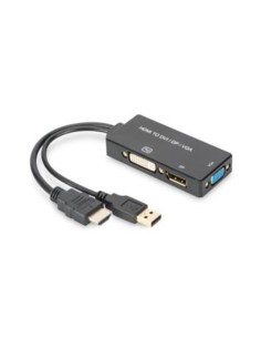 
AK-330403-002-S DIGITUS Convertidor de HDMI Macho a DP Hembra + DVI Hembra + VGA Hembra , M-F/F/F, 0,2m, Negro Digitus 3 en 1
