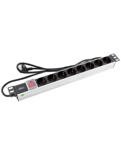 
Regleta Aluminio Rack 19"  8 Schuko con interruptor Monolyth