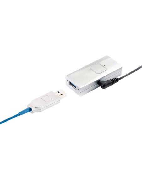 
CU0101 LOGILINK - Cable óptico activo USB 3.0. Amplificador USB de  10m USB 3.0 Optico A-Macho a A-Macho , incluye un adaptad