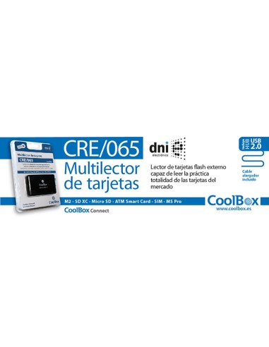 
LECTOR EXTERNO CRE-065 + DNI+3 USB2.0 COOLBOX
