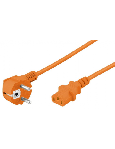 Cable Alimentacion CEE-7/7 90º SCHUKO a C13 3,00m Naranja