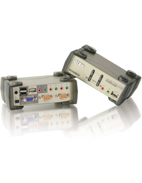 

ATEN CS1732B Conmutador KVM de tipo USB - PS/2 de 2 puertos con interfaz VGA, transmisión del sonido y concentrador USB 2.0