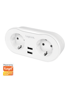 
SH0102 Enchufe inteligente Wi-Fi, 2 vías (CEE 7/3), 2x USB, compatible con Tuya LOGILINK