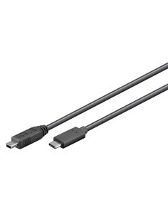 
Cable USB 2.0, USB C Macho a USB 2.0 Mini B 5-pin Macho 1m Negro