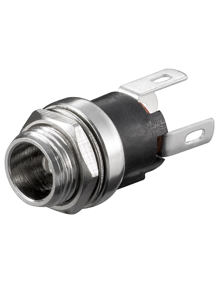 Conector DC Hembra de Panel - 2.1mm circuito cerrado, Soldar