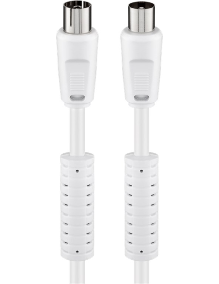 
50722 GOOBAY - Cable de Antena de 10m Coaxial Macho a Coaxial Hembra Ferrita <80 dB Blanco Bulk Goobay