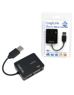 
Hub USB 2.0 de  4 puertos sin alimentador,Negro,  Logilink
