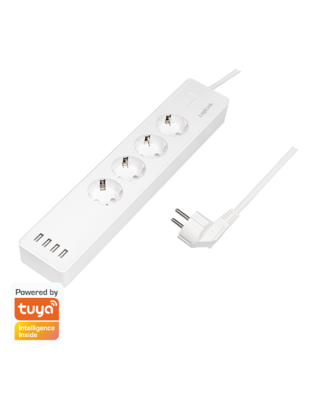 
SH0104 Regleta  inteligente Wi-Fi, 4 vías (CEE 7/3), 4x USB, compatible con Tuya Logilink
