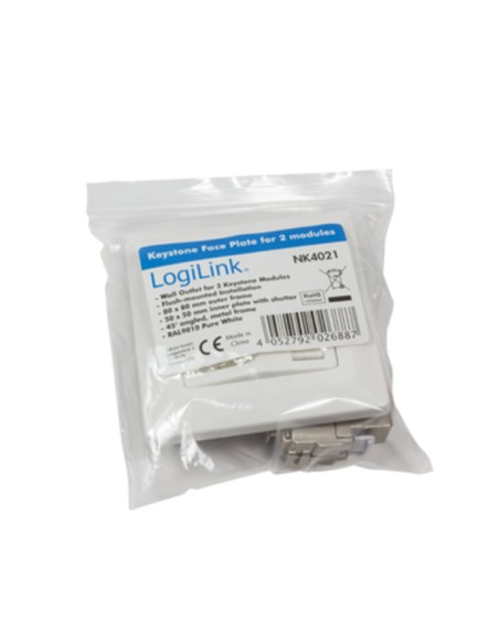 
Placa de Pared para 2 Modulos Keystone Blanco 45º Logilink