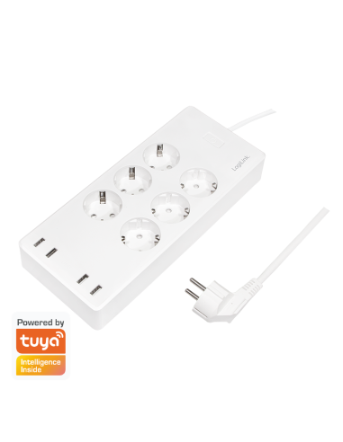 
SH0105 Regleta  inteligente Wi-Fi, 6 vías (CEE 7/3), 4x USB, compatible con Tuya Logilink