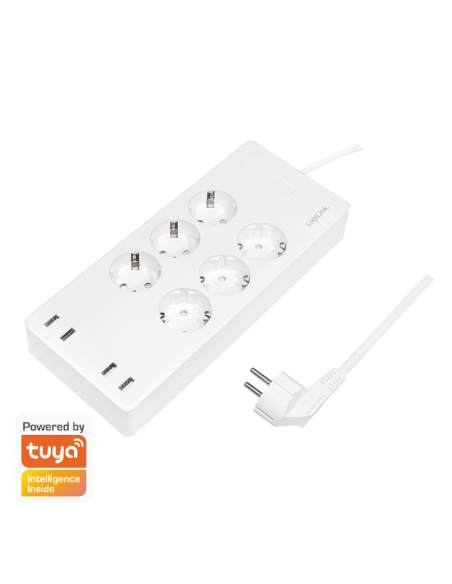
SH0105 Regleta  inteligente Wi-Fi, 6 vías (CEE 7/3), 4x USB, compatible con Tuya Logilink