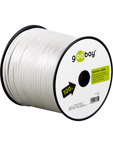 
GOOBAY 27251 Bobina de cable Blanco 2x0,75mm de 100m
