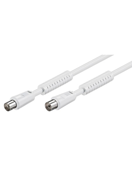 
Cable ANTENA Blanco recto Ferritas y Malla 7.50m 