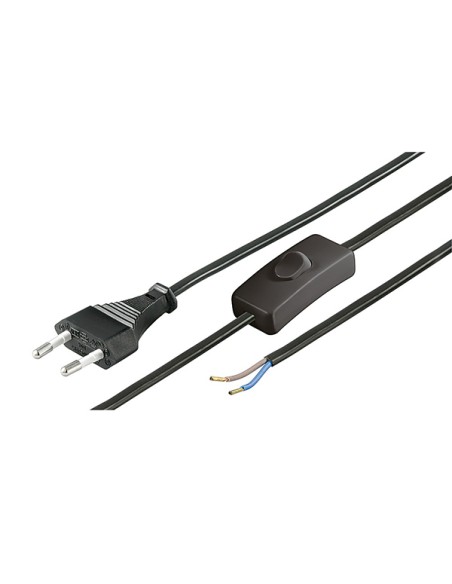 Cable Alimentacion CEE-7/16, Interruptor. a Exterior. Pelado 1.80m Negro