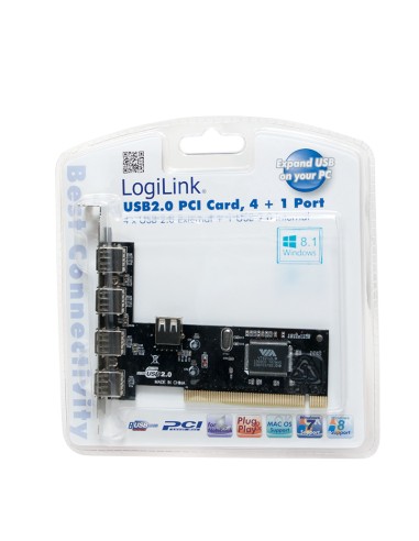
Tarjeta PCI USB 2.0 4 ports + 1 int Chip VIA Logilink
