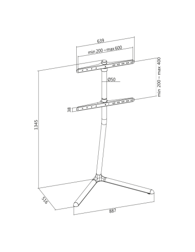 
BP0079 LOGILINK - Soporte de suelo ajustable 49-70" 40 Kg Patas en V Negro Logilink