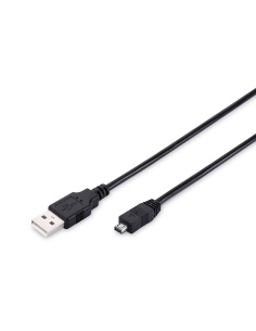 Cable USB  1.8m USB 2.0 A-M miniB-M Negro (4 pin+guía)