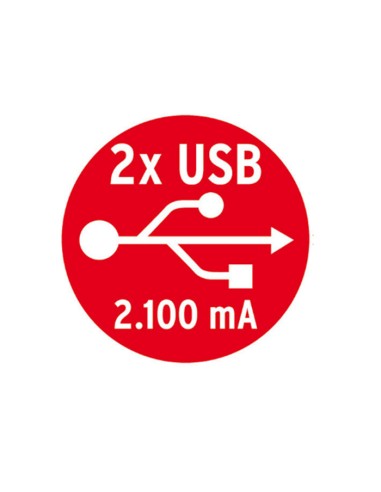 
1153500222 Regleta de 2 tomas Sobremesa + 2 USB Brennenstuhl