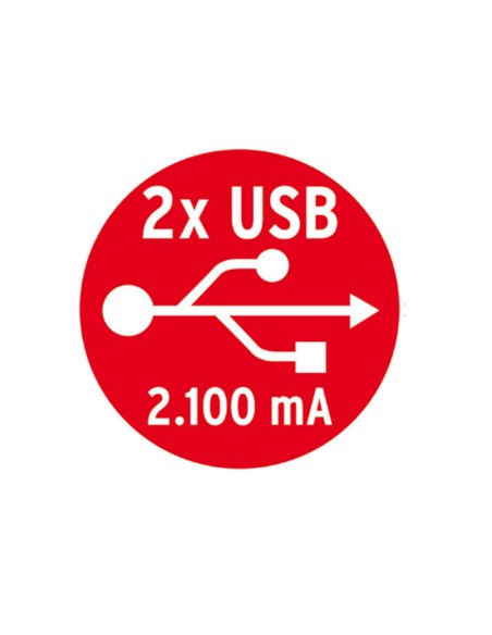 
1153500222 Regleta de 2 tomas Sobremesa + 2 USB Brennenstuhl