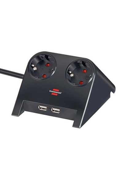 
1153500222 Regleta de 2 tomas Sobremesa + 2 USB Brennenstuhl