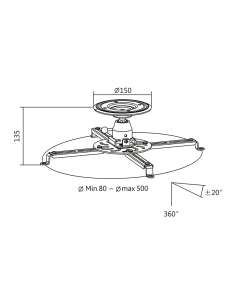
Soporte techo  para video proyector,  80-500 mm 20° 360° 2