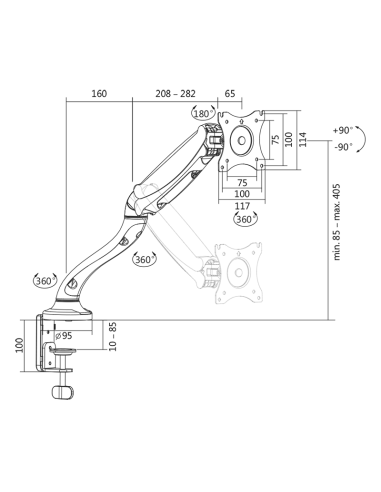 
BP0023 LOGILINK Soporte de mesa para 1 Monitor. Carga máxima de 6 kg