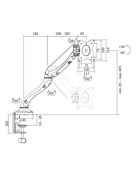 
BP0023 LOGILINK Soporte de mesa para 1 Monitor. Carga máxima de 6 kg