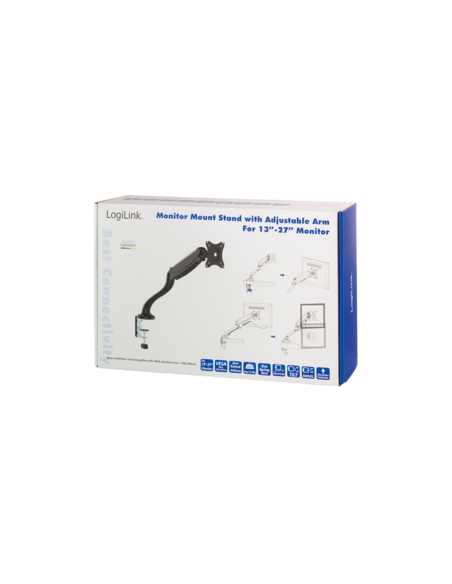 
BP0023 LOGILINK Soporte de mesa para 1 Monitor. Carga máxima de 6 kg