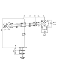 
bp0022 Soporte de mesa para 2 Monitores de hasta 27" Longitud de barzo cada uno 428mm LOGILINK
Soporte de mesa para 2 Monito 2
