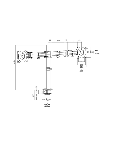 
Soporte de mesa para 2 Monitores de hasta 27 pulgadas Logilink