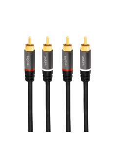 
CA1203 LOGILINK - Cable Audio, 2x RCA/M a 2x RCA/M, metal, Negro, 1,50 m. Con marca de conector RCA rojo / blanco (señal de a