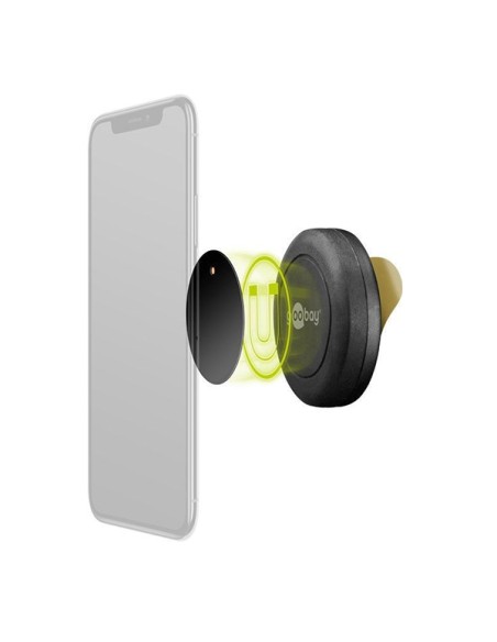 
62089 GOOBAY Soporte universal Magnético Coche Camión Casa Negro Goobay