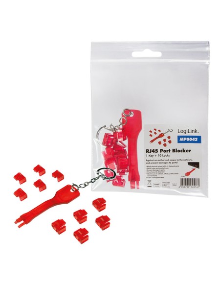 
MP0042 DIGITUS - Bloqueador de puertos RJ45, 1 llave + 10 bloqueadores Logilink