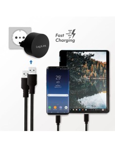 
PA0218 LOGILINK - Cargador USB  2 puert. 10,5W 2,1A Negro Redondo Logilink 2