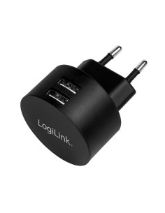 
PA0218 LOGILINK - Cargador USB  2 puert. 10,5W 2,1A Negro Redondo Logilink