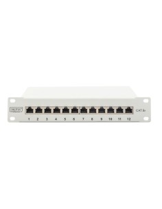 
DN-91612S-EA-G DIGITUS - Panel de conexiones CAT 6A, blindado, campo de etiquetas de 12 puertos, 1U, montaje en rack de 10 ",