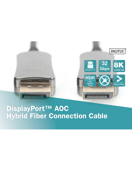 
AK-340107-150-S DIGITUS - Cable Displayport  Macho-Macho de 15m AOC 8K F.Optica